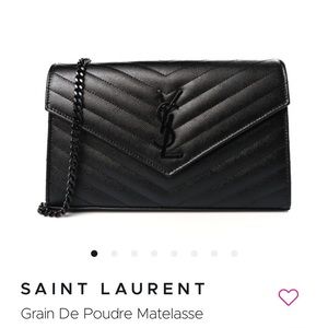 YSL Chain Chevron Black Leather Purse